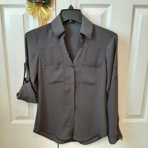 Express Slim Fit Portofino Shirt - Dark Grey XXS